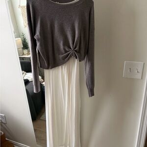 Anthropologie Gray and Cream Dress